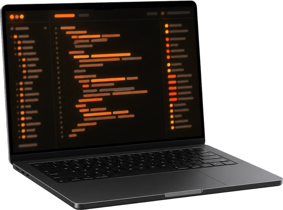 A laptop showing an abstract code audit view