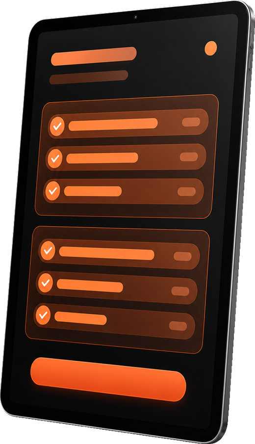 A tablet showing an abstract planning checklist