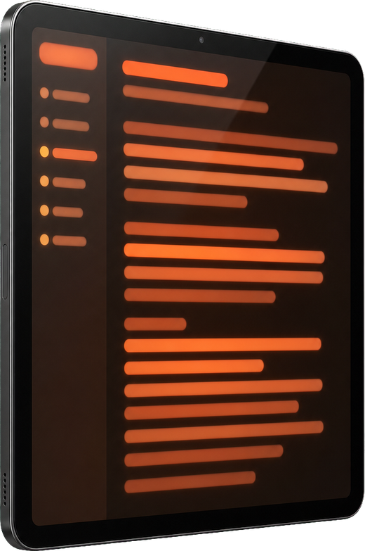 A tablet showing an abstract document editor