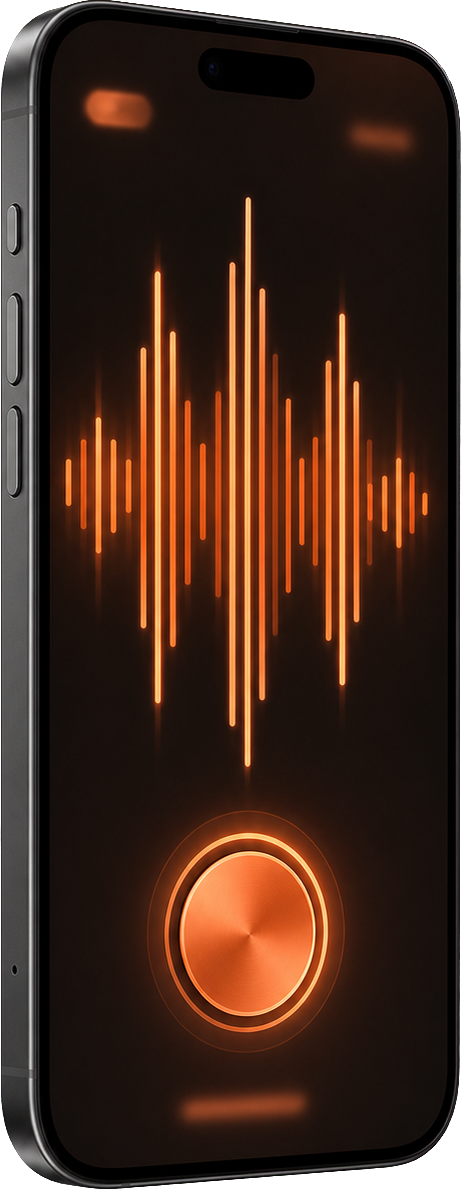 A phone showing an abstract audio waveform